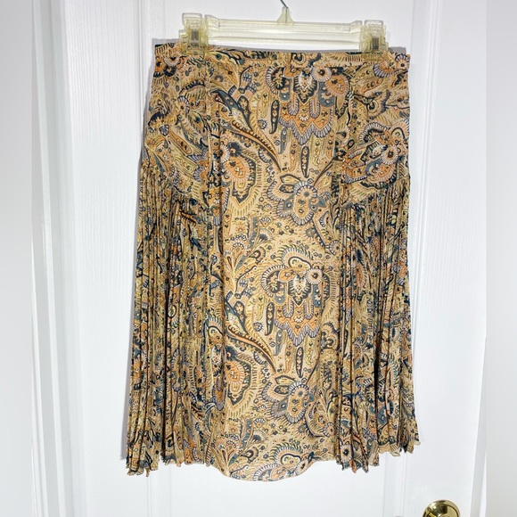 leifsdottir Dresses & Skirts - Anthro Leifsdottir Pleated Paisley Midi Skirt Size 10